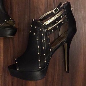 Bebe Gold Studded Strap Heel